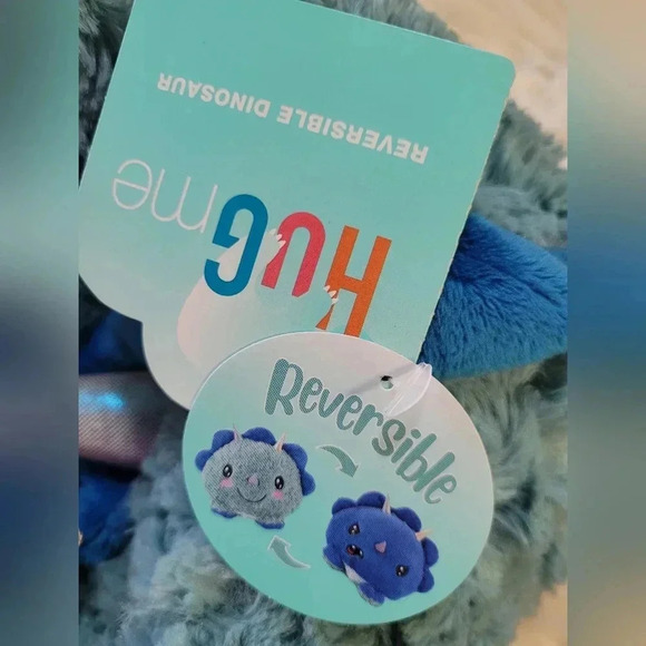 Reversible Donnie the Dino Plush 9" New Happy Angry - Picture 4 of 6